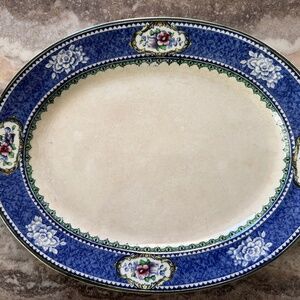 Pre-Owned RARE Flow Blue & White S Hancock & Sons Coronaware LAUREL Platter